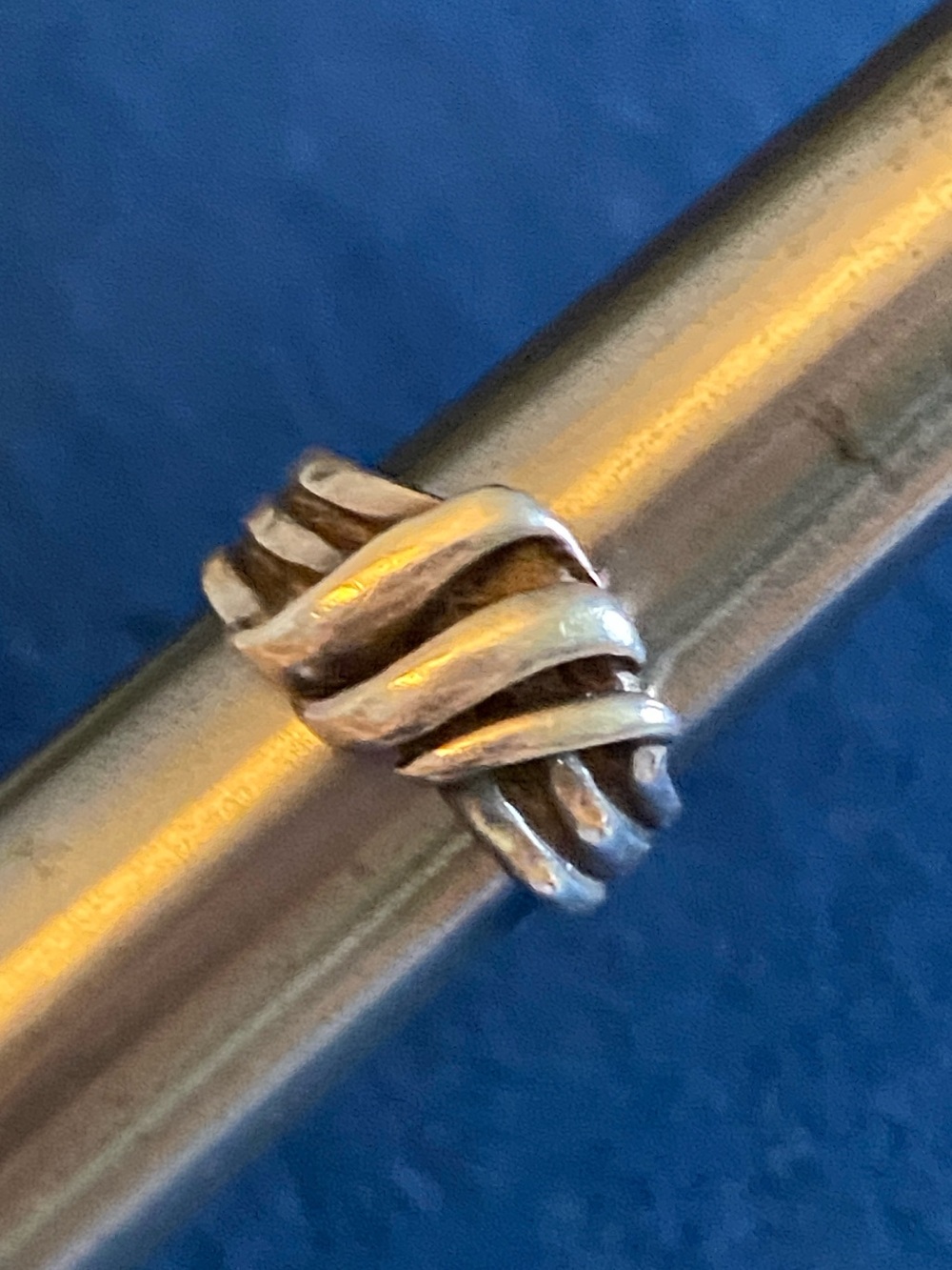Sterling Silver Sculptural Knot Ring Size 3.5 Vintage 925